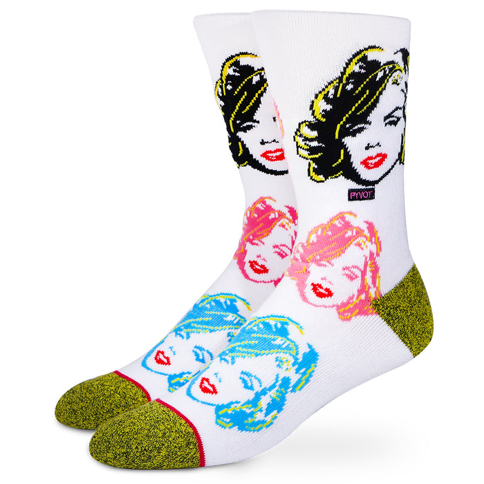 Marilyn Monroe Icon Socks. Vibrant colors and soft cotton make this Marilyn Monroe sock an icon just like her. Exclusively at PYVOT
