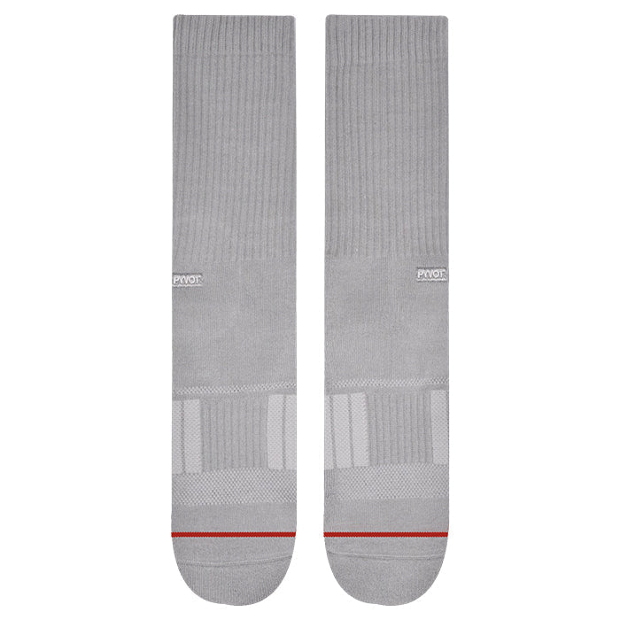 grey cool thick crew sock with moisture wicking and arch support