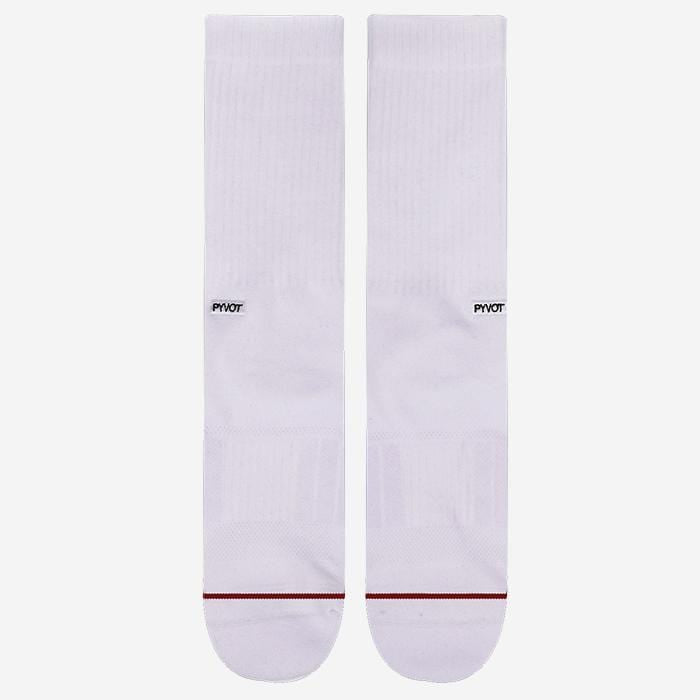 white cool thick crew sock with moisture wicking and arch support