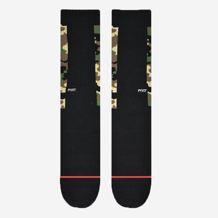 camo ,cool and fun crew socks with Green camo made with combed cotton, moisture wicking and arch support