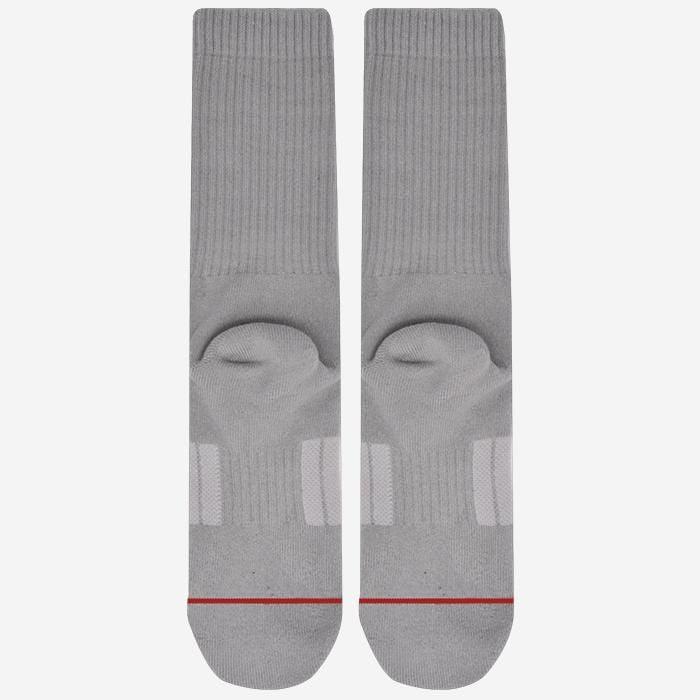 grey cool thick crew sock with moisture wicking and arch support